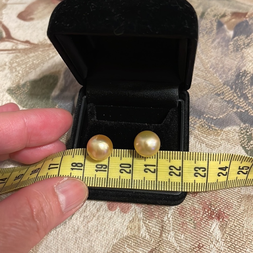 Genuine South Sea Pearl Golden in 18k yellow gold 10mm W/Certificate - Picture 11 of 11